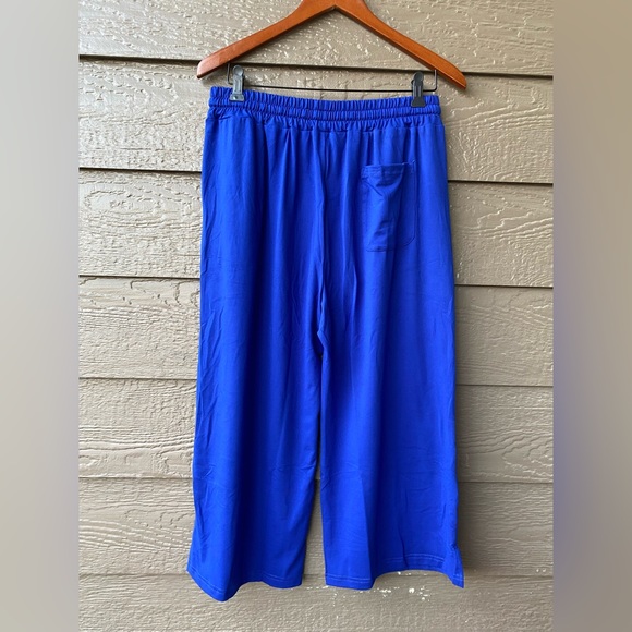 Sunyaa Womens Pants Cropped Elastic Waist size L, Royal Blue - Picture 3 of 11